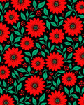 Bold Red Floral Garden Swirl Rug