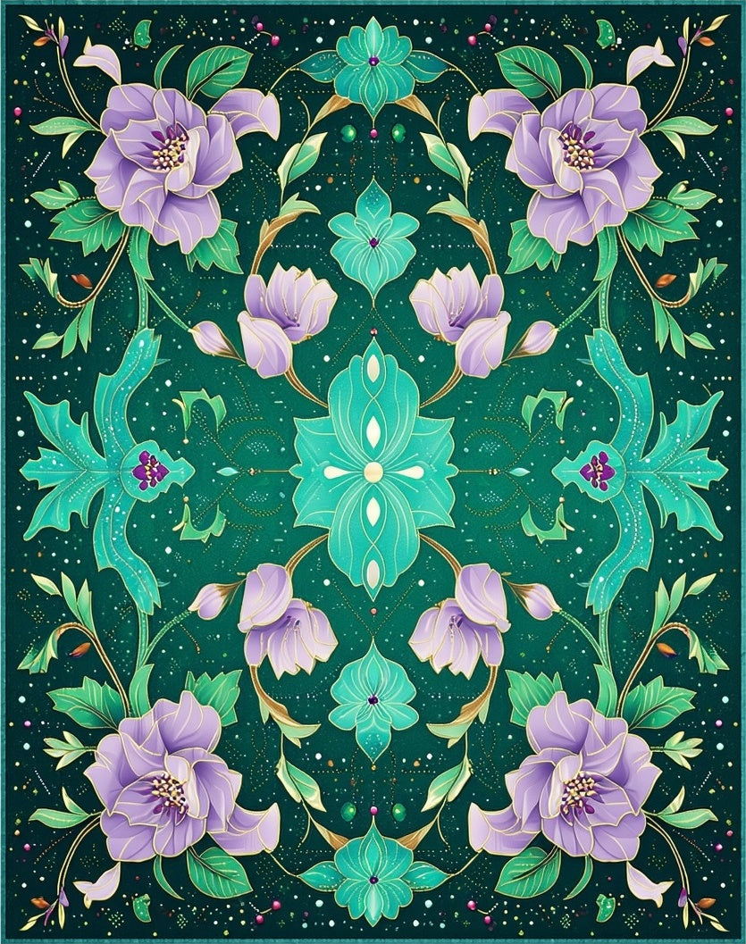 Emerald Floral Paisley Pattern Rug