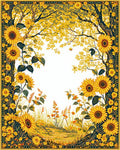 Vibrant Sunflower Meadow Scene Rug