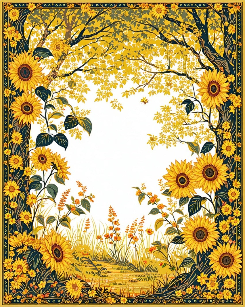 Vibrant Sunflower Meadow Scene Rug