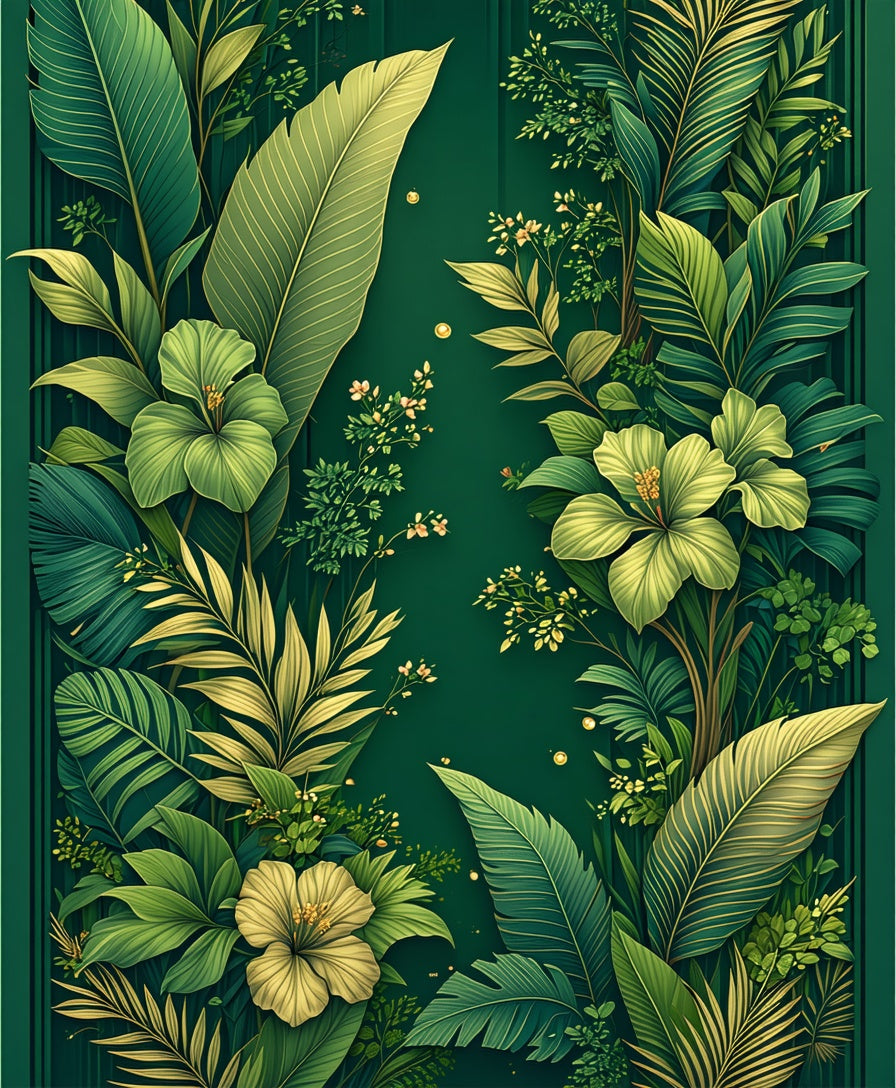 Lush Tropical Foliage Flower Design Rug
