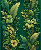 Lush Tropical Foliage Flower Design Rug