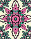 Vibrant Pink Turquoise Floral Mandala Rug