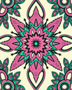 Vibrant Pink Turquoise Floral Mandala Rug