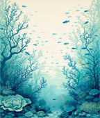 Undersea Coral Garden Fish Scene Rug
