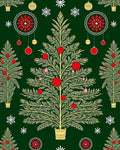 Foliage Christmas Tree Red Ornament Rug