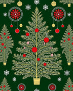 Foliage Christmas Tree Red Ornament Rug