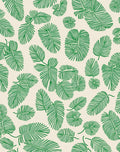 Tropical Leaf Patterned Green Rug