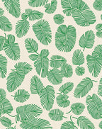 Tropical Leaf Patterned Green Rug