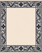 Ornate Floral Scrollwork Border Design Rug