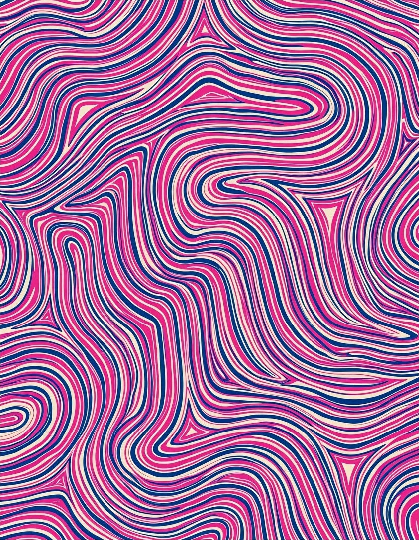 Pink Blue Cream Swirl Pattern Rug