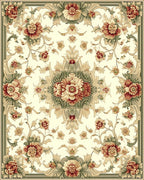 Elegant Floral Scrollwork Cream Rug