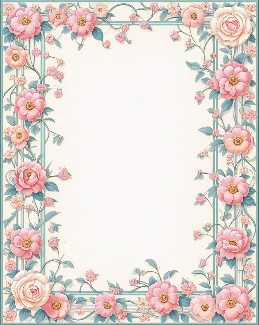 Pastel Pink Floral Vine Pattern Rug