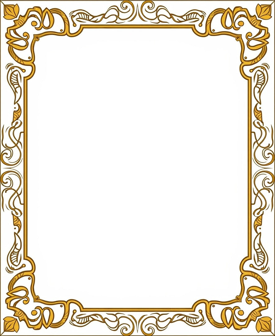 Art Nouveau Gold Floral Border Design Rug