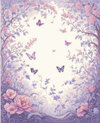 Whimsical Purple Floral Butterfly Garden Rug
