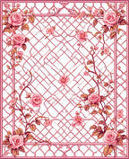 Pink Rose Garden Lattice Pattern Rug