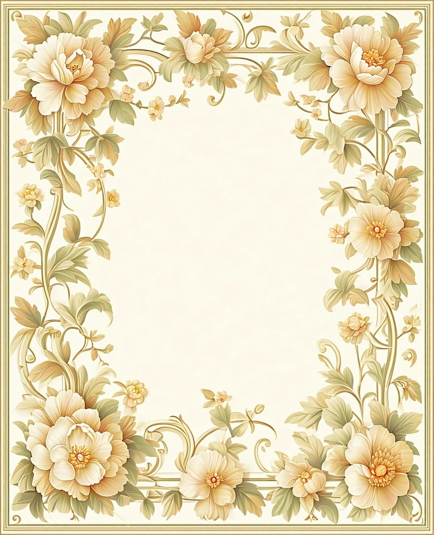 Elegant Floral Scrollwork Botanical Design Rug
