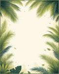 Green Tropical Palm Leaves Pattern Rug