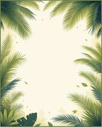 Green Tropical Palm Leaves Pattern Rug