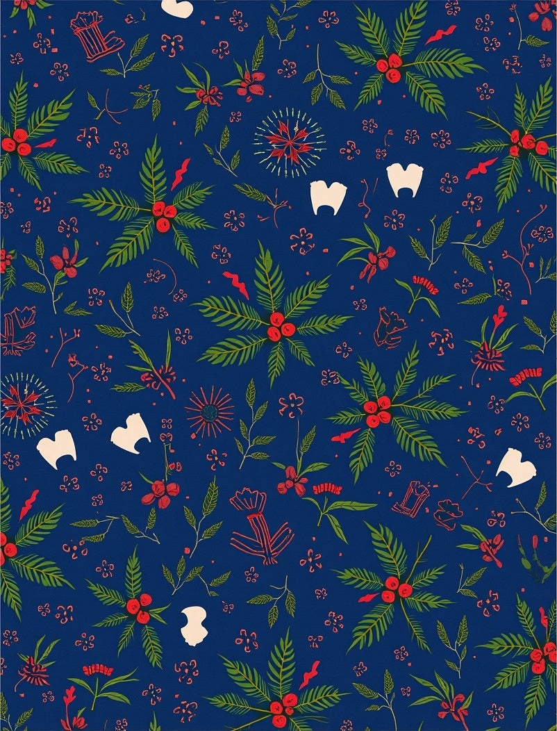 Festive Holly Berry Floral Pattern Rug