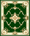 Emerald Green Floral Scroll Pattern Rug