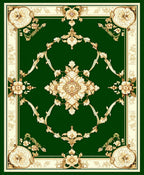 Emerald Green Floral Scroll Pattern Rug