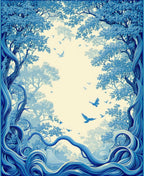 Whimsical Blue Forest Birds Rug