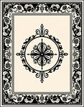 Classic Black Ivory Floral Medallion Design Rug
