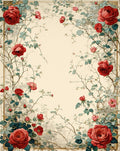 Vintage Red Rose Floral Design Rug