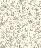 Delicate Floral Outline Cream Pattern Rug