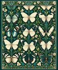 Art Nouveau Butterfly and Floral Motif Rug