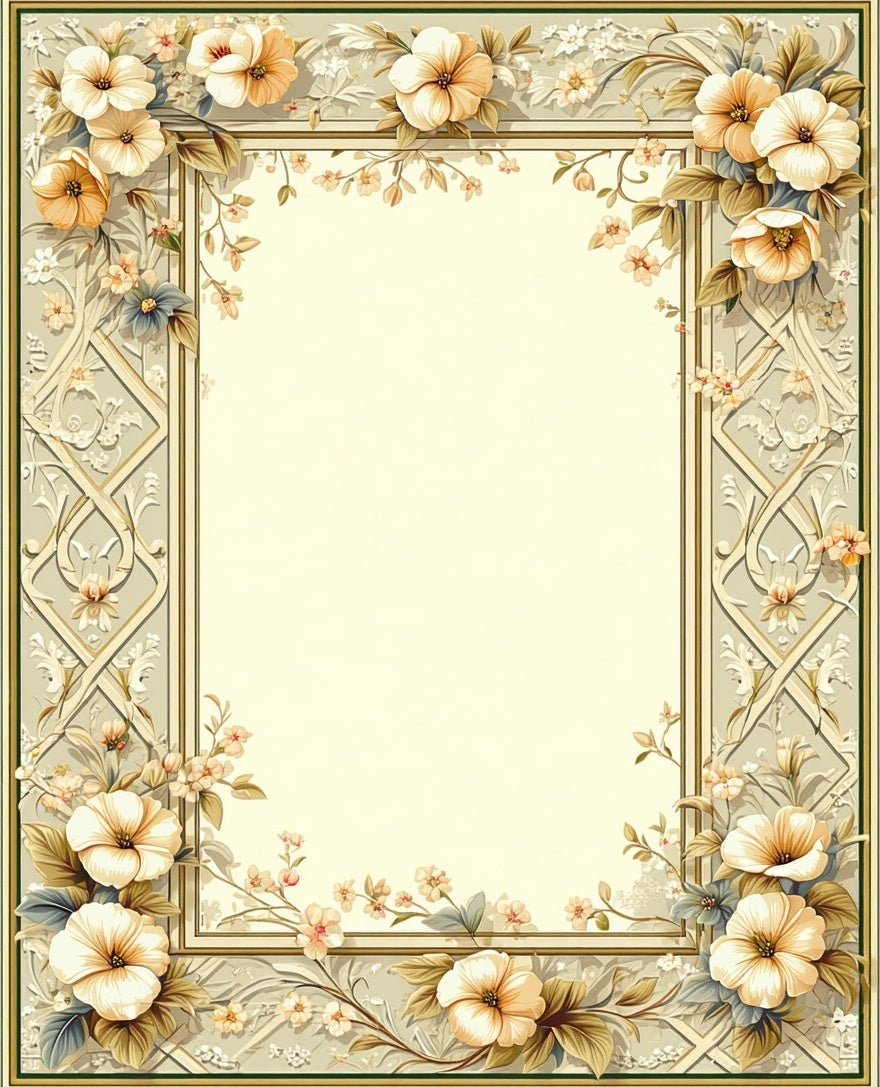 Elegant Floral Garden Ornament Pattern Rug