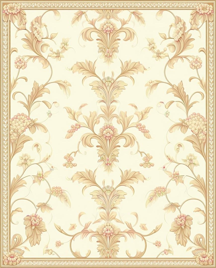 Elegant Floral Acanthus Scroll Design Rug