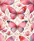 Pink Butterfly Floral Pattern Design Rug