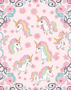 Unicorn Floral Whimsical Pastel Pattern Rug