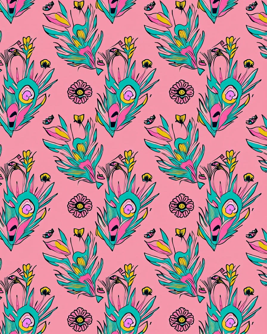 Bold Floral And Feather Design Rug