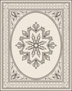 Elegant Oval Center Floral Design Rug