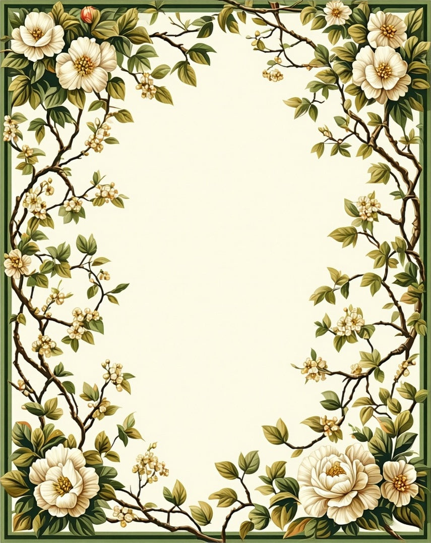 Elegant Floral Branches Botanical Design Rug