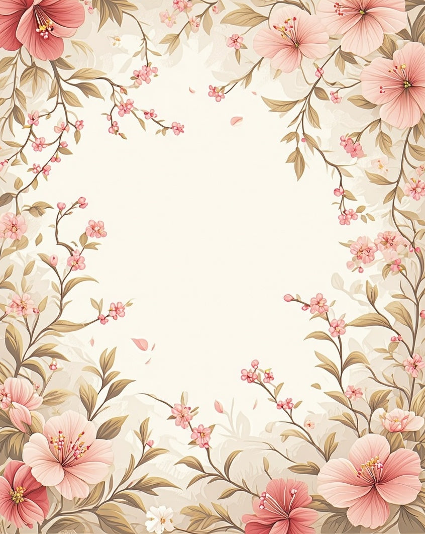 Soft Pink Blossom Vine Oriental Rug