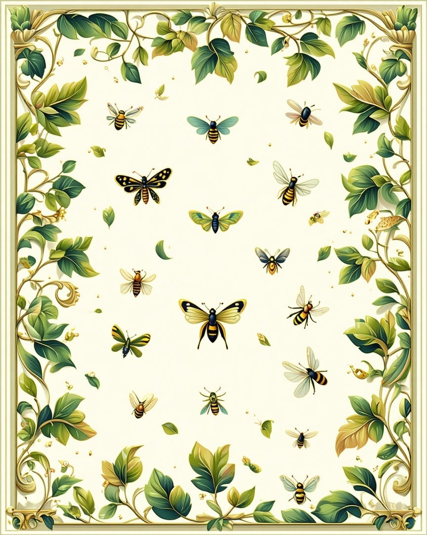 Vining Insects Butterflies Pattern Rug