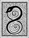 Serpent Black White Scroll Design Rug