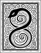 Serpent Black White Scroll Design Rug