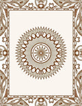Brown Floral Medallion Frame Rug