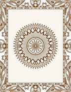 Brown Floral Medallion Frame Rug