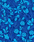 Deep Blue Floral Line Art Rug