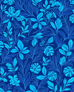 Deep Blue Floral Line Art Rug