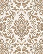 Elegant Brown Floral Damask Pattern Rug