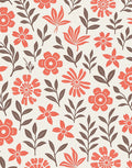 Coral Floral Leaf Pattern Rug