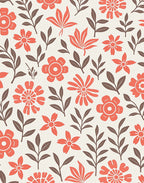Coral Floral Leaf Pattern Rug