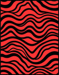 Bold Red Black Wavy Stripes Rug